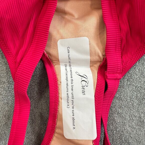 J Crew Ribbed Trim Hipster Bikini Bottom Pink Small BH485 Full Coverage New - Picture 5 of 7